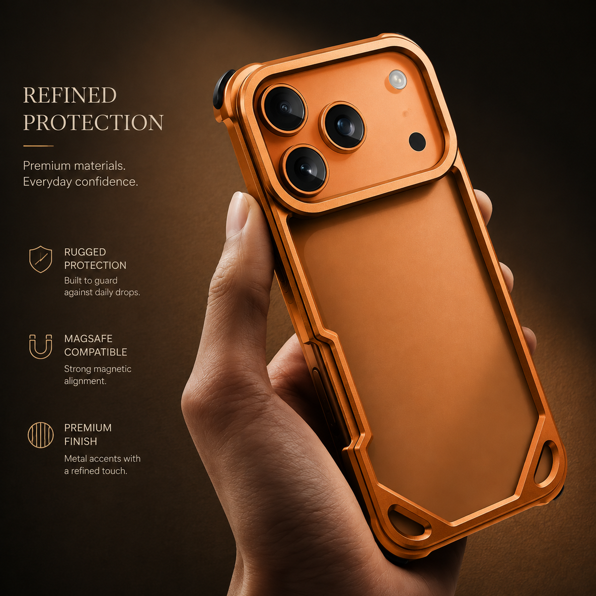 Premium iPhone Case Ultra Thin Aluminum Alloy MagSafe Compatible Wireless Charging Shockproof Anti Scratch Non Slip Slim Metal Protective Cover