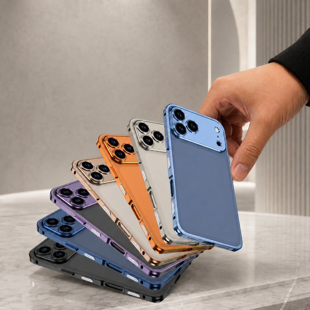 Premium iPhone Case Ultra Thin Aluminum Metal Frame Bumper Shockproof Slim Lightweight Anti Scratch Reinforced Edge Corner Protective Cover Case Design