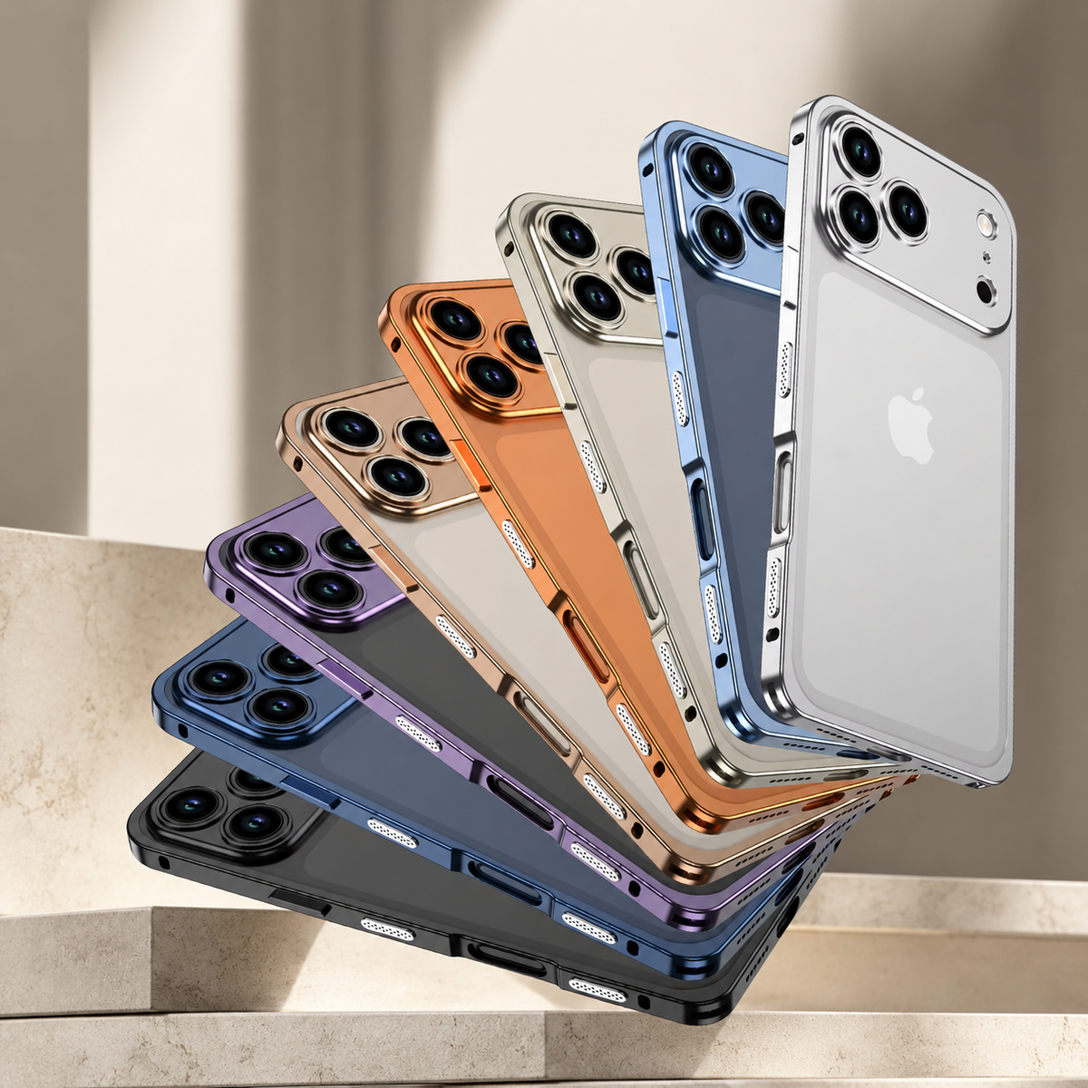 Premium iPhone Case Ultra Thin Aluminum Metal Frame Bumper Shockproof Slim Lightweight Anti Scratch Reinforced Edge Corner Protective Cover Case Design