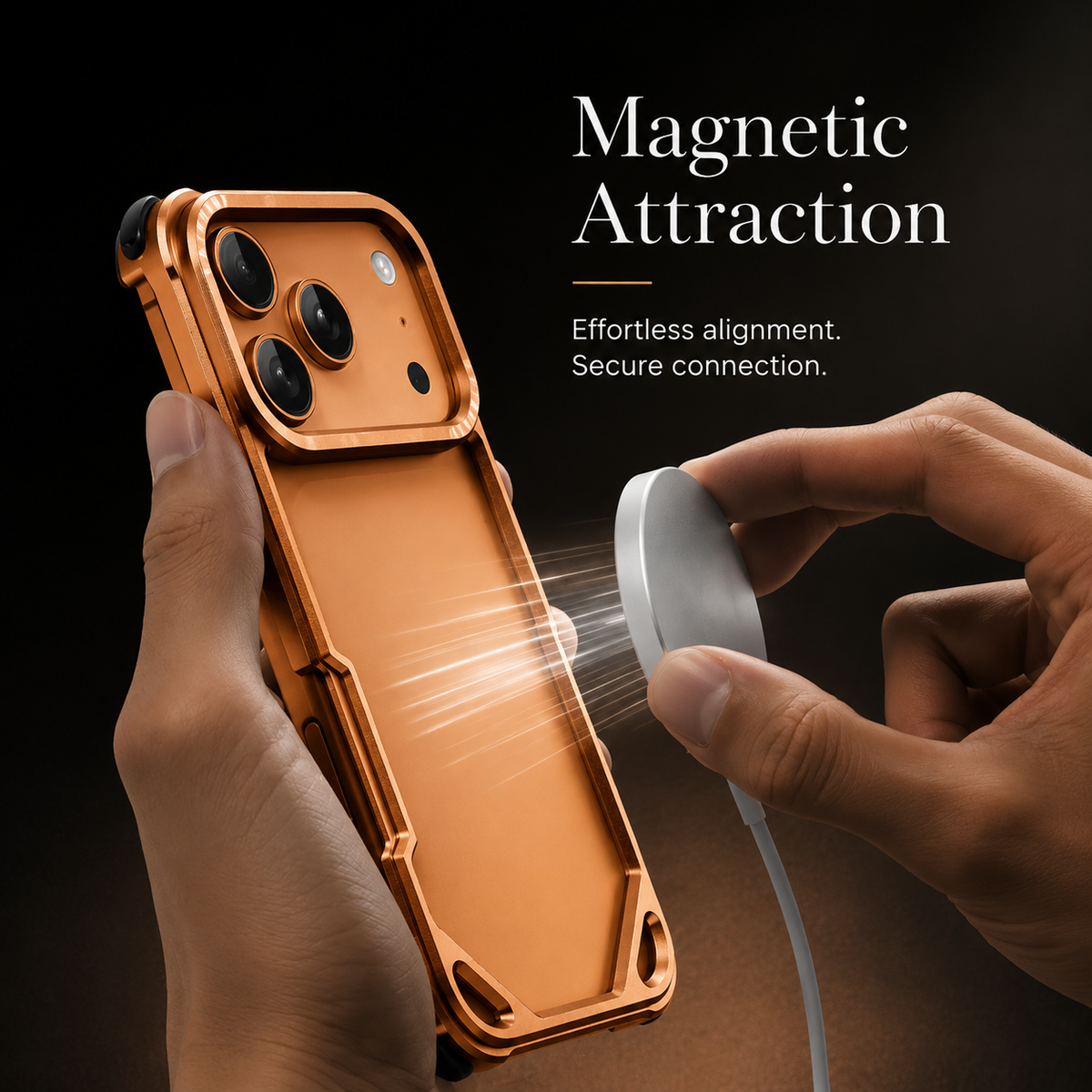 Premium iPhone Case Ultra Thin Aluminum Metal Frame Shockproof Bumper Wireless Charging Half Wrapped Minimalist Slim Protective Cover Lightweight Case