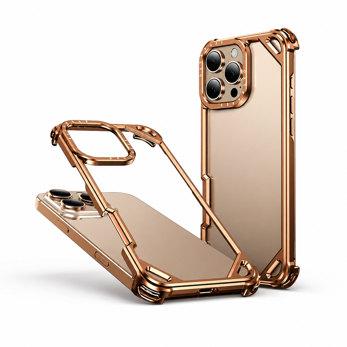 Premium iPhone Case Ultra Thin Aluminum Metal Frame Shockproof Bumper Wireless Charging Half Wrapped Minimalist Slim Protective Cover Lightweight Case
