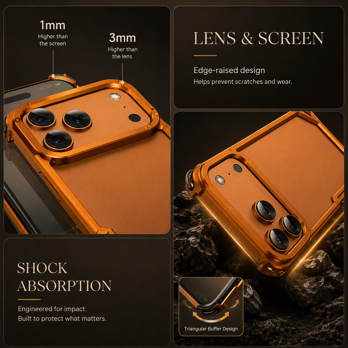 Premium iPhone Case Ultra Thin Aluminum Metal Frame Shockproof Bumper Wireless Charging Half Wrapped Minimalist Slim Protective Cover Lightweight Case
