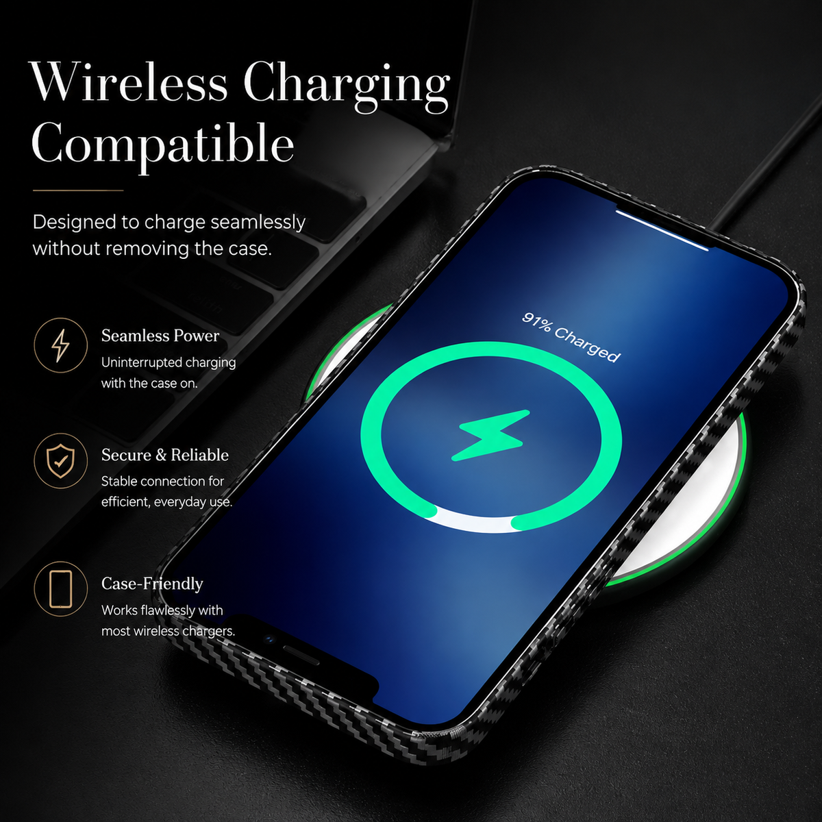 Premium iPhone Case Ultra Thin Carbon Fiber Matte Protective Cover Lightweight Scratch Resistant Slim Hard Back Minimalist Full Coverage Design