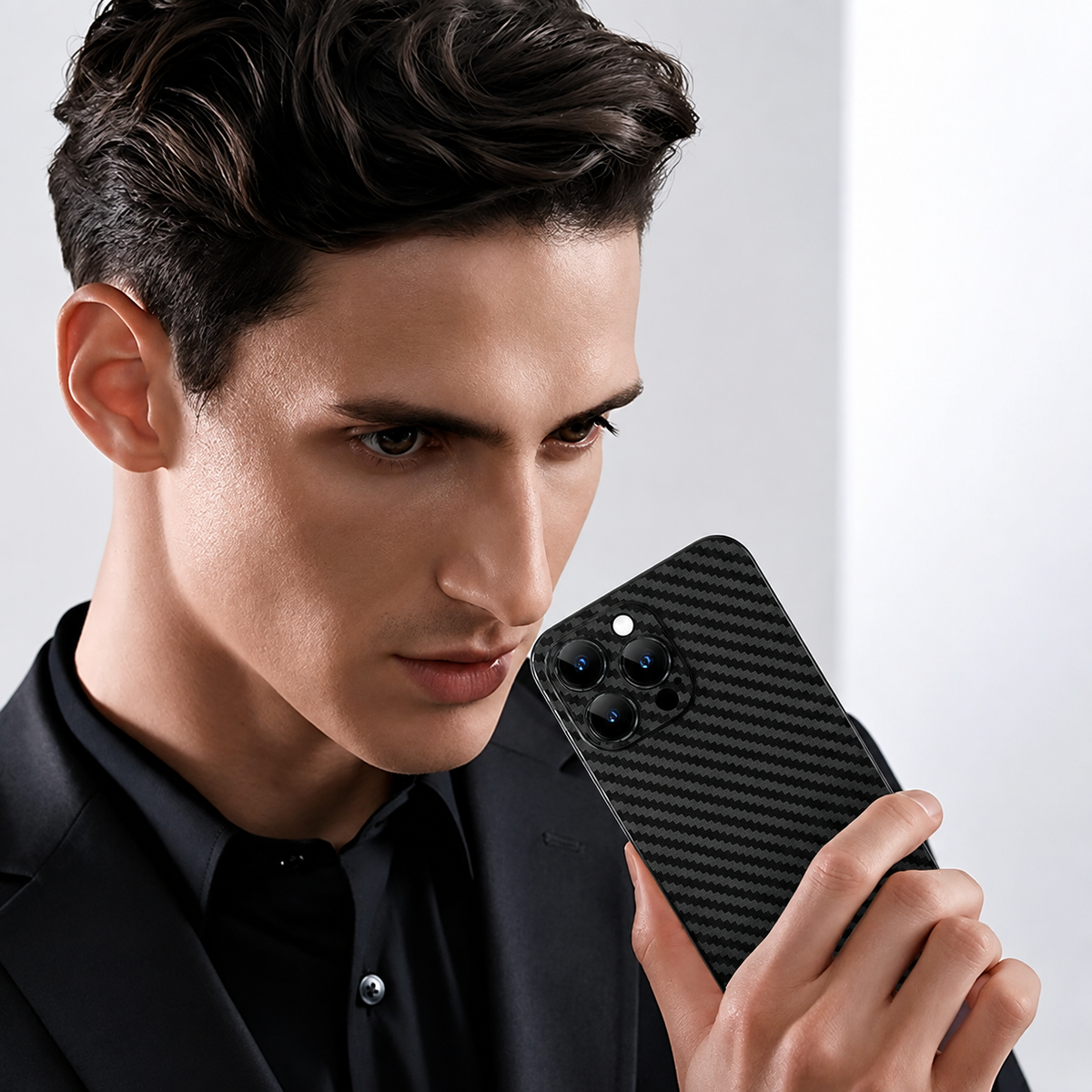Premium iPhone Case Ultra Thin Carbon Fiber Matte Protective Cover Lightweight Scratch Resistant Slim Hard Back Minimalist Full Coverage Design