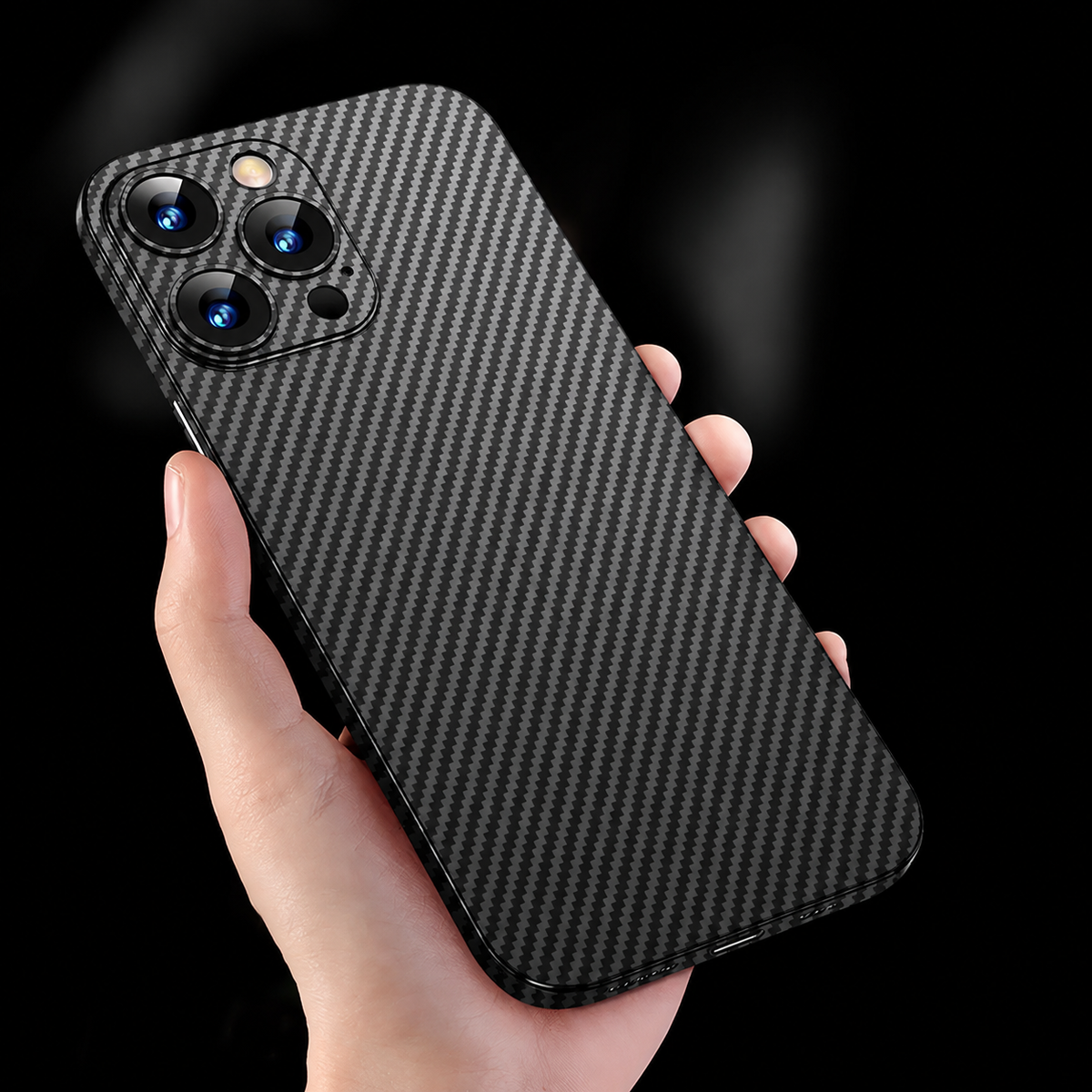 Premium iPhone Case Ultra Thin Carbon Fiber Matte Protective Cover Lightweight Scratch Resistant Slim Hard Back Minimalist Full Coverage Design
