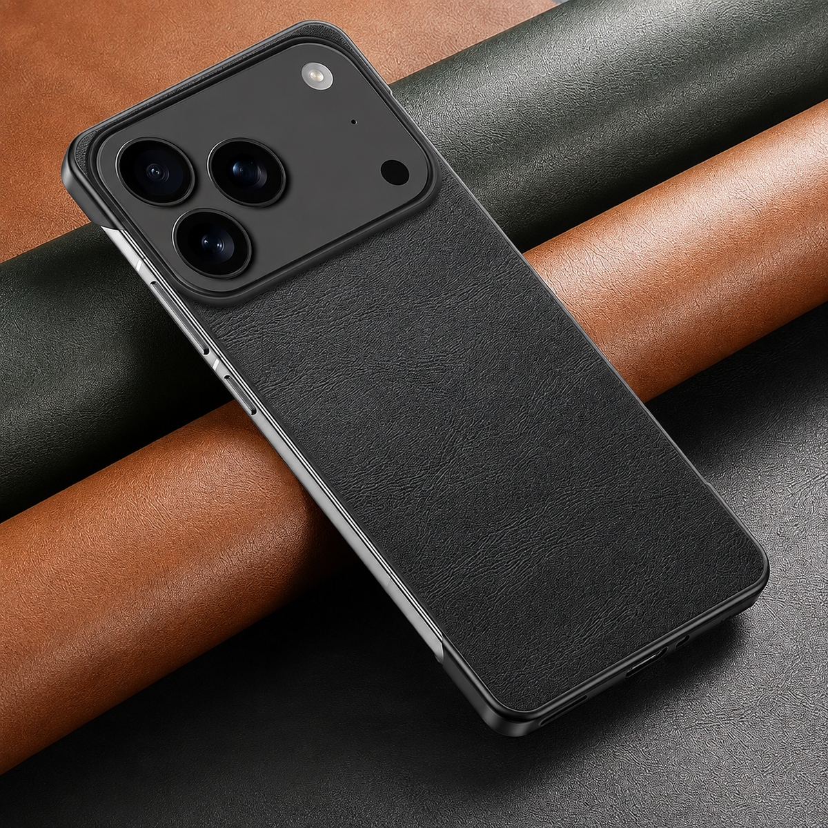 Premium iPhone Case Ultra Thin Frameless Leather PC Cover MagSafe Shockproof Anti-Fall Borderless Protective Design Camera Guard Lightweight Slim Fits