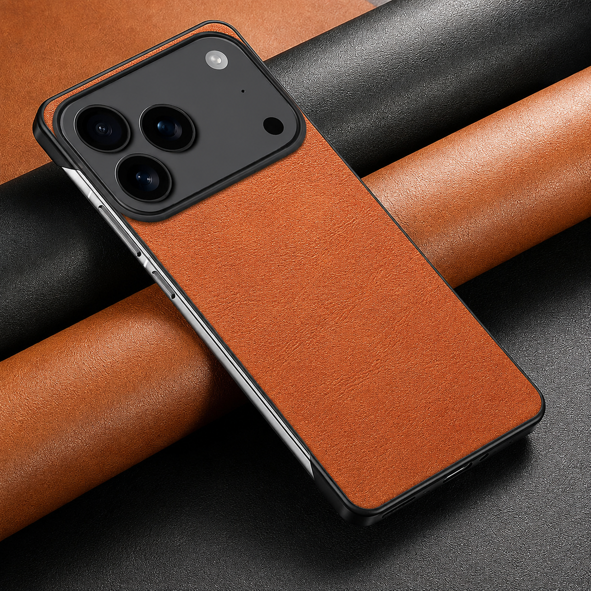 Premium iPhone Case Ultra Thin Frameless Leather PC Cover MagSafe Shockproof Anti-Fall Borderless Protective Design Camera Guard Lightweight Slim Fits