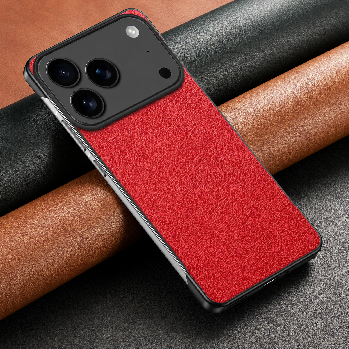 Premium iPhone Case Ultra Thin Frameless Leather PC Cover MagSafe Shockproof Anti-Fall Borderless Protective Design Camera Guard Lightweight Slim Fits