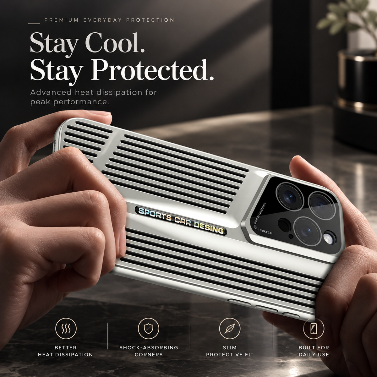 Premium iPhone Case Ultra Thin Heat Dissipation Shockproof Protective Cover Camera Lens Protection Lightweight Non Slip Slim PC Blade Cooling Case