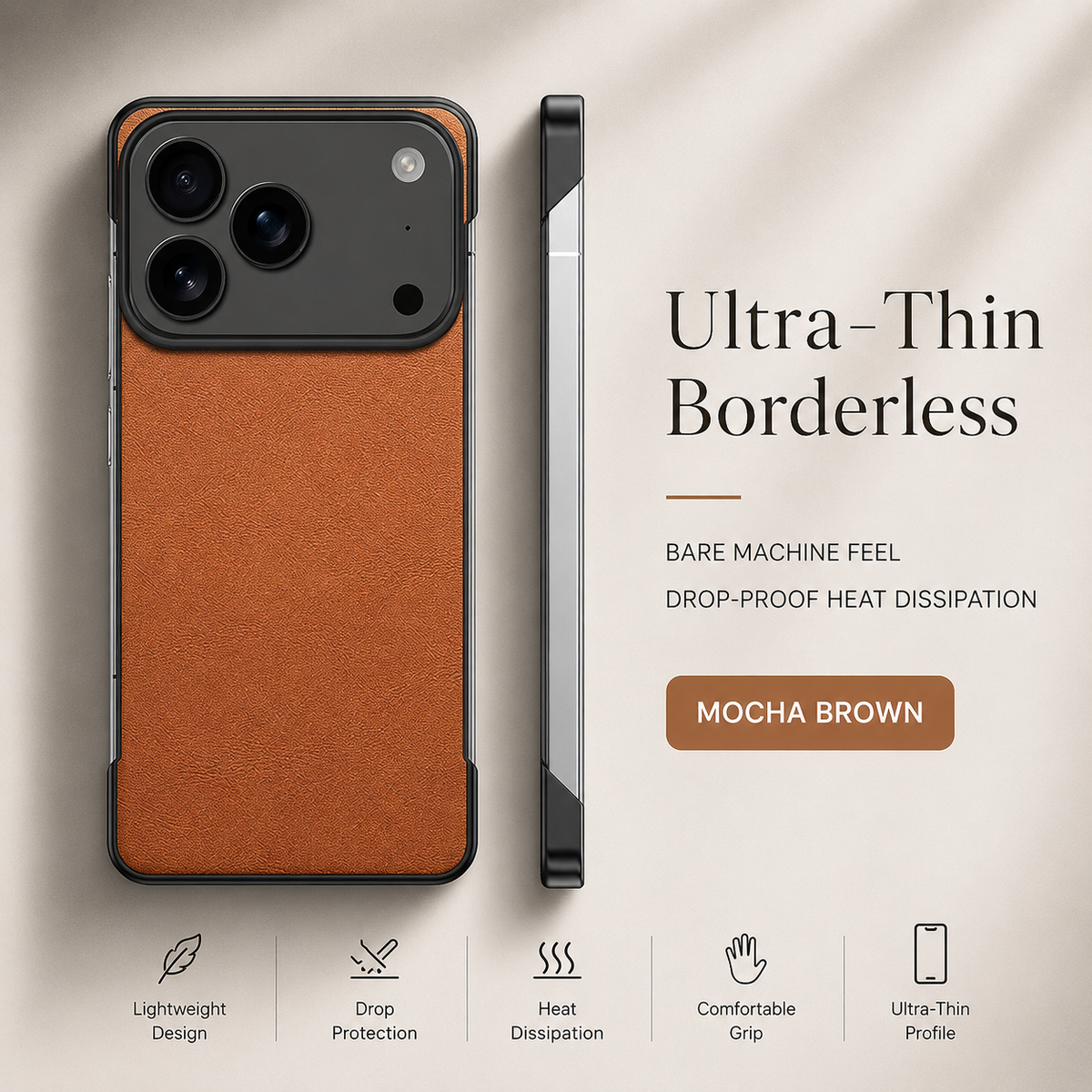 Premium iPhone Case Ultra Thin Leather PC Cover MagSafe Compatible Shockproof Anti Scratch Anti Fingerprint Matte Non Slip Borderless Slim Protective Design