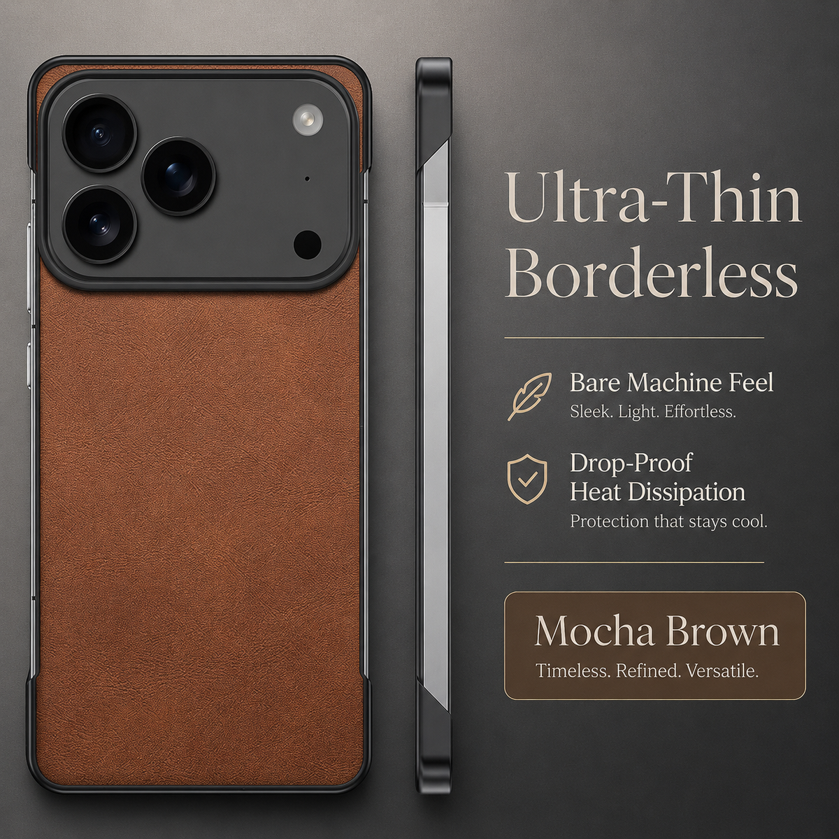 Premium iPhone Case Ultra Thin Leather PC Cover MagSafe Compatible Shockproof Anti Scratch Anti Fingerprint Matte Non Slip Borderless Slim Protective Design