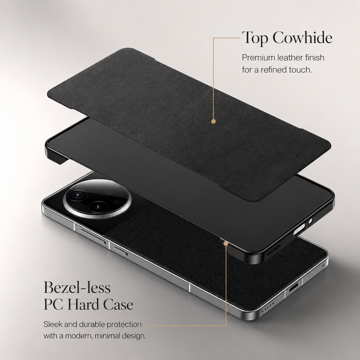 Premium iPhone Case Ultra Thin Leather PC Cover MagSafe Compatible Shockproof Anti Scratch Anti Fingerprint Matte Non Slip Borderless Slim Protective Design