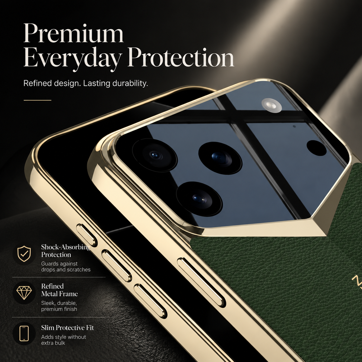 Premium iPhone Case Ultra Thin Leather Shockproof Raised Camera Lens Protection Anti Fingerprint Anti Scratch Slim Full Coverage Wireless Charging Cover