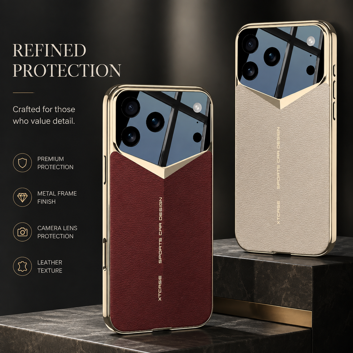 Premium iPhone Case Ultra Thin Leather Shockproof Raised Camera Lens Protection Anti Fingerprint Anti Scratch Slim Full Coverage Wireless Charging Cover