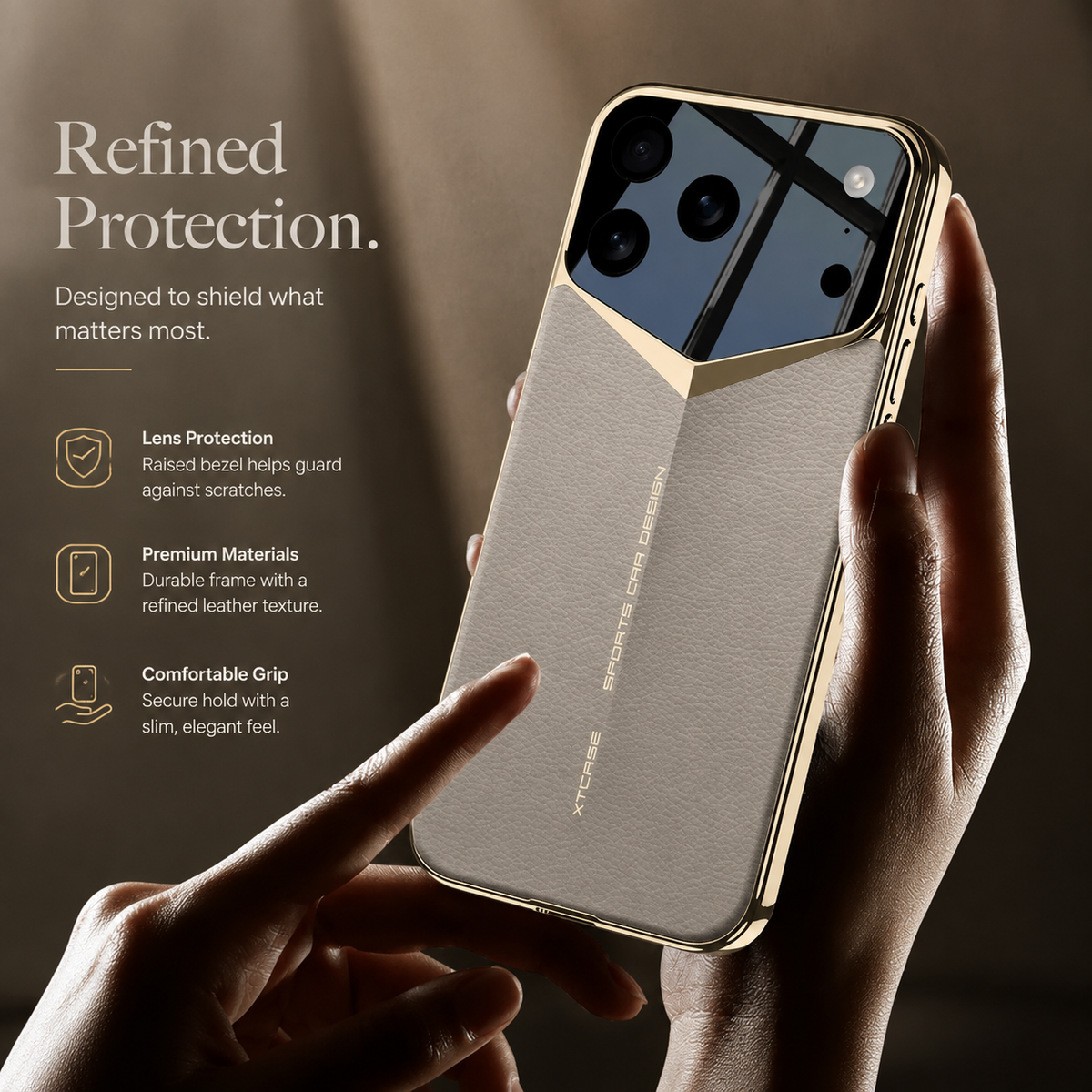 Premium iPhone Case Ultra Thin Leather Shockproof Raised Camera Lens Protection Anti Fingerprint Anti Scratch Slim Full Coverage Wireless Charging Cover