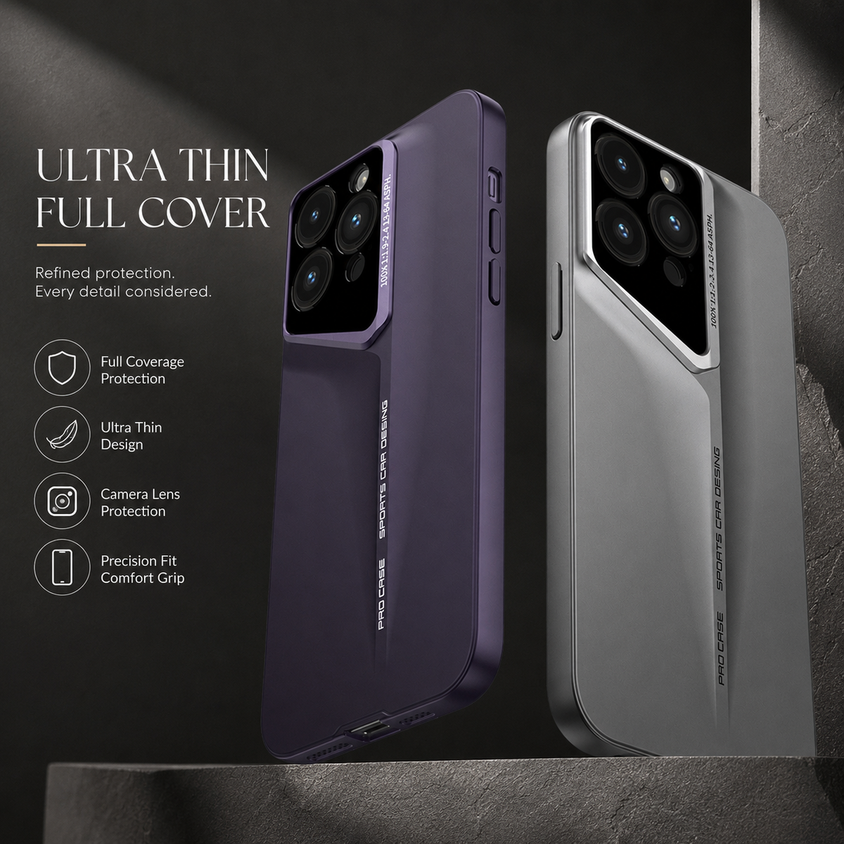 Premium iPhone Case Ultra Thin Titanium Style Camera Lens Protection Shockproof Cover Lightweight Non Slip Dustproof Slim Half Wrapped Protective Case