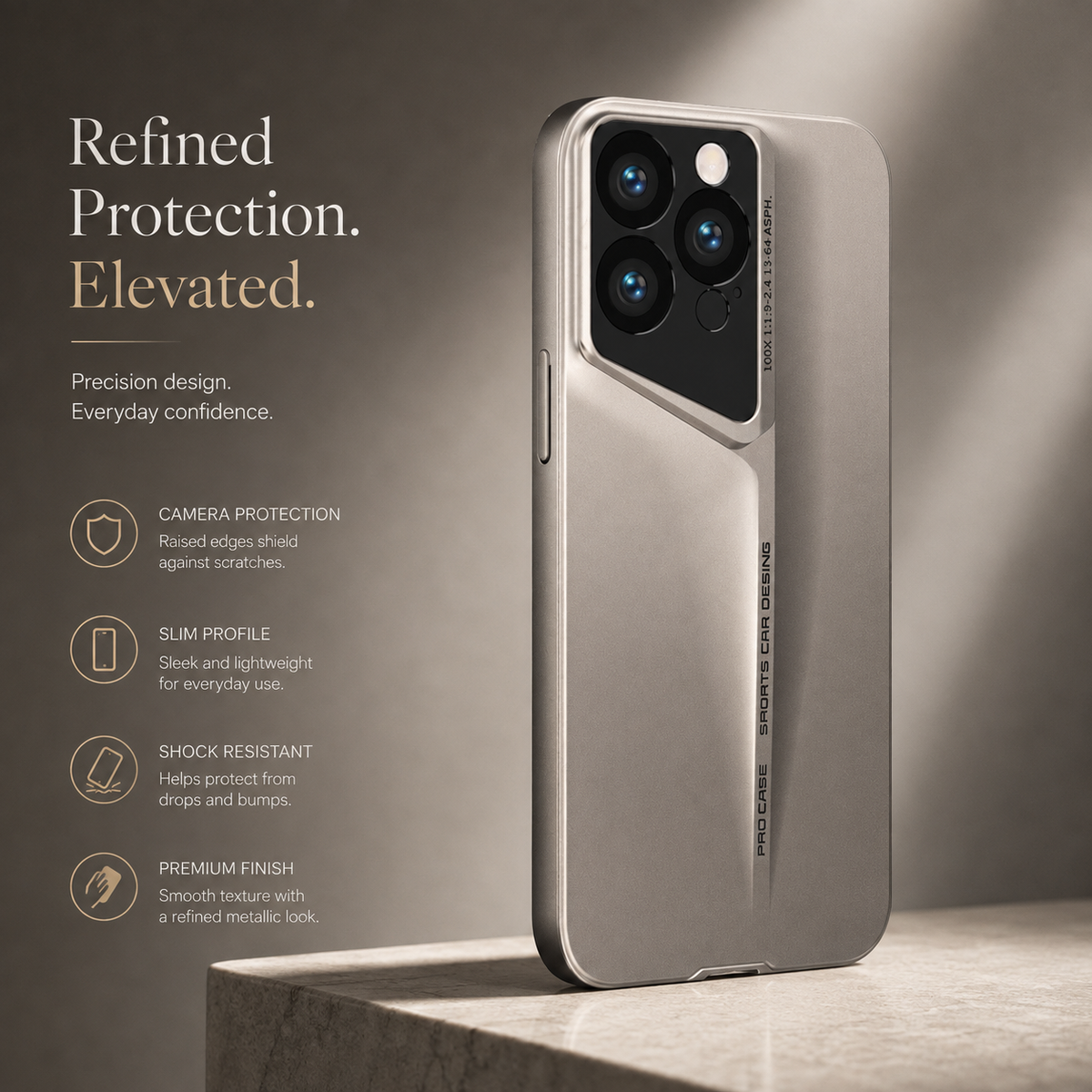 Premium iPhone Case Ultra Thin Titanium Style Camera Lens Protection Shockproof Cover Lightweight Non Slip Dustproof Slim Half Wrapped Protective Case