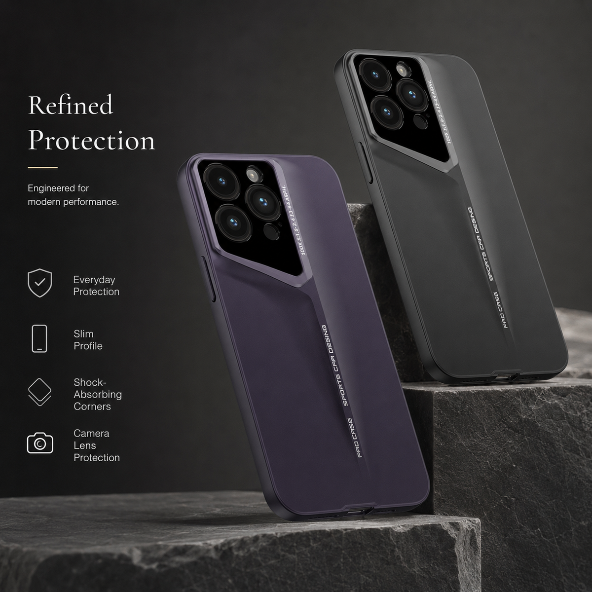 Premium iPhone Case Ultra Thin Titanium Style Camera Lens Protection Shockproof Cover Lightweight Non Slip Dustproof Slim Half Wrapped Protective Case