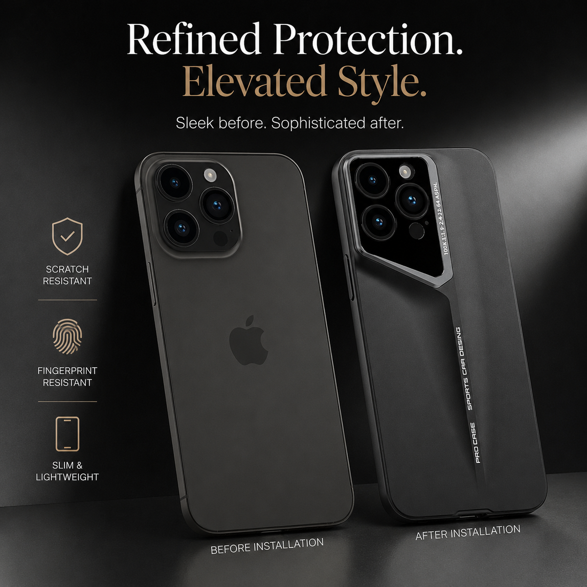 Premium iPhone Case Ultra Thin Titanium Style Camera Lens Protection Shockproof Protective Cover Lightweight Non Slip Dustproof Slim Hard Shell Case