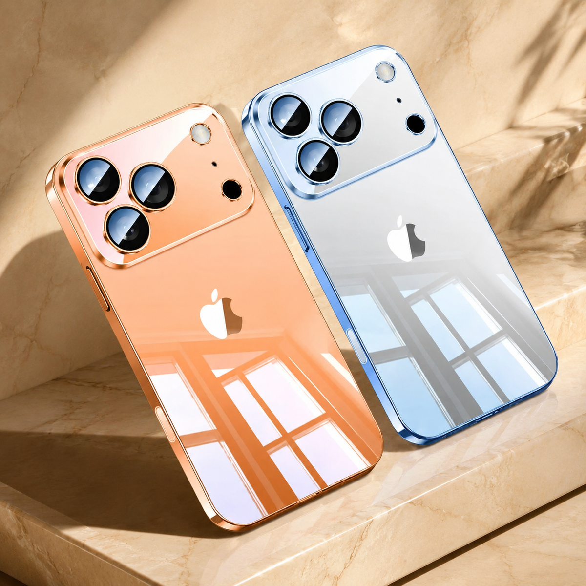 Premium iPhone Case Ultra Thin Transparent TPU Plating Full Camera Lens Protection Shockproof Anti Fingerprint Anti Scratch Non Slip Clear Cover