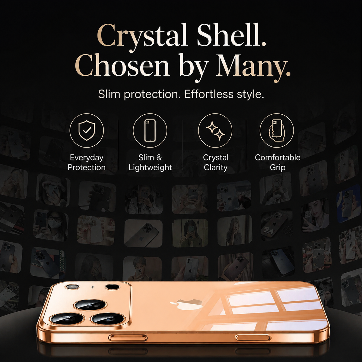 Premium iPhone Case Ultra Thin Transparent TPU Plating Full Camera Lens Protection Shockproof Anti Fingerprint Anti Scratch Non Slip Clear Cover
