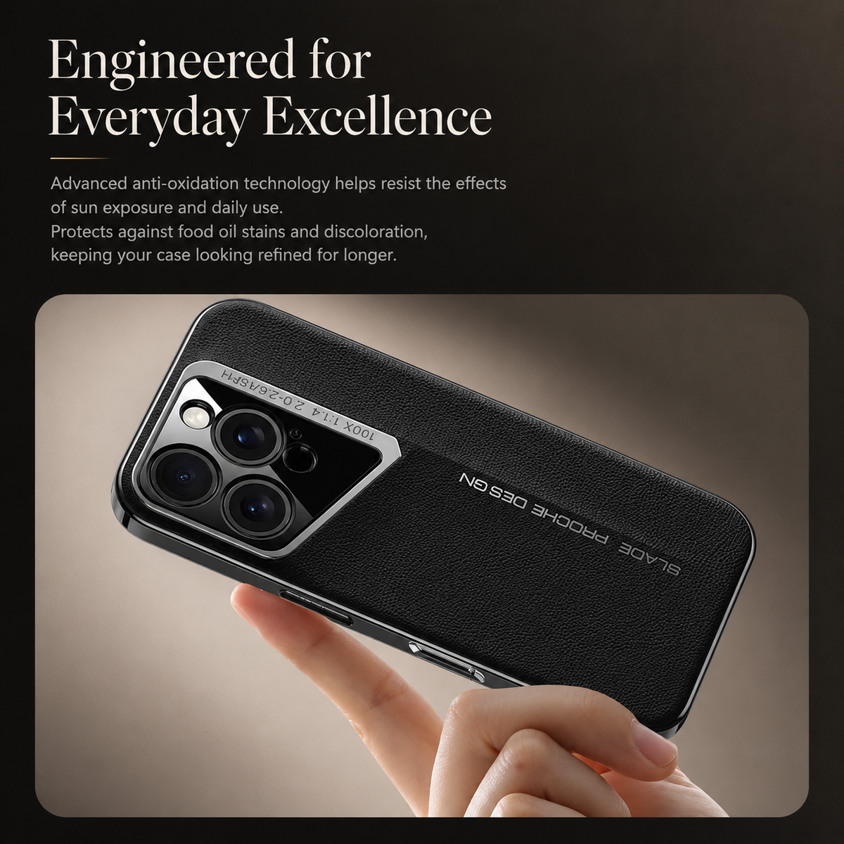 Premium iPhone Case Vegan Leather Hard Back Camera Lens Protection Anti Scratch Anti Fingerprint Slim Minimalist Protective Cover Elegant Design