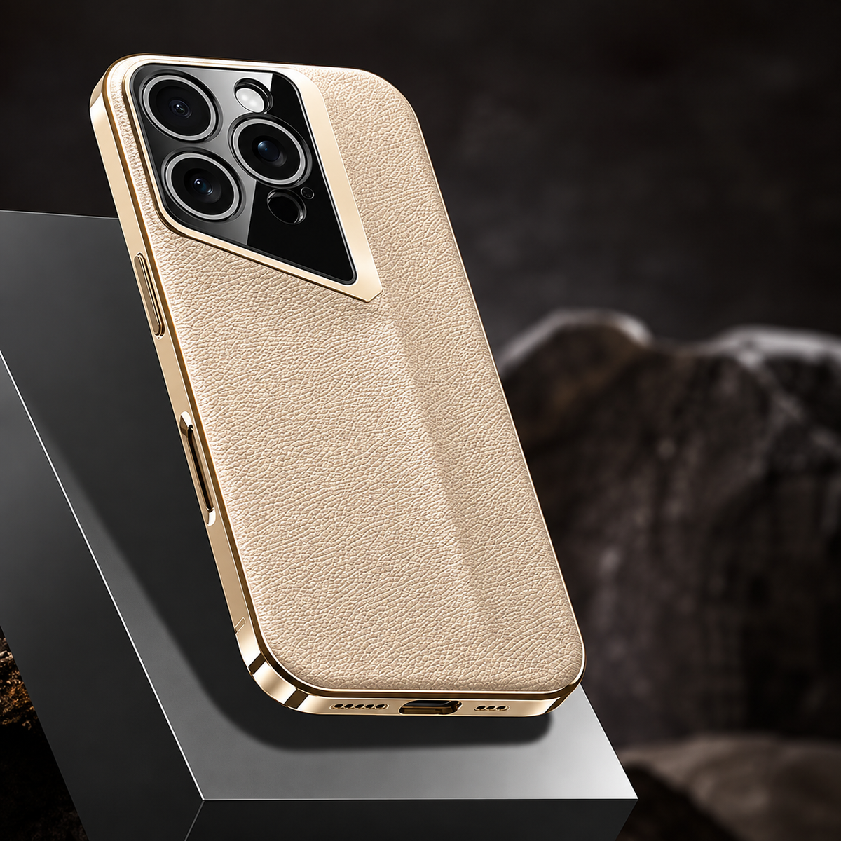 Premium iPhone Case Vegan Leather Hard Back Camera Lens Protection Anti Scratch Anti Fingerprint Slim Minimalist Protective Cover Elegant Design