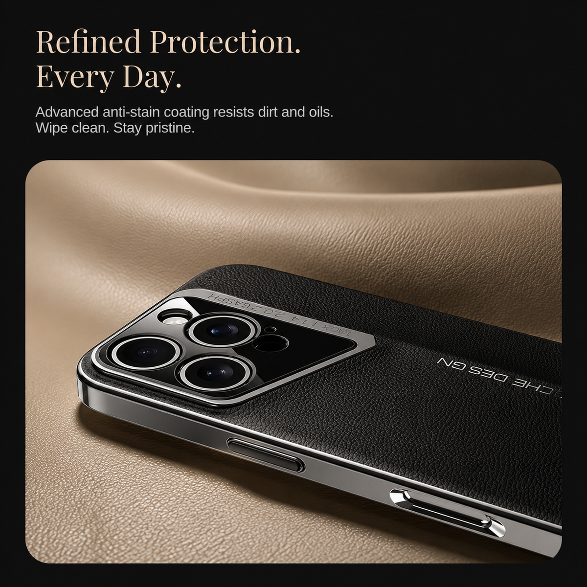 Premium iPhone Case Vegan Leather Hard Back Camera Lens Protection Anti Scratch Anti Fingerprint Slim Minimalist Protective Cover Elegant Design