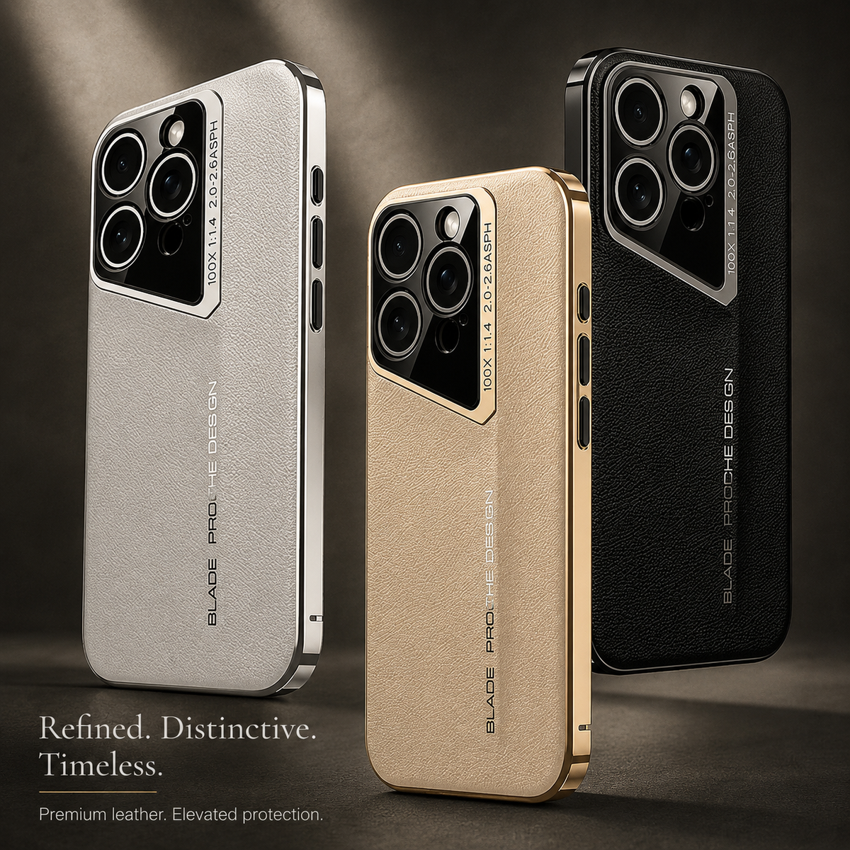 Premium iPhone Case Vegan Leather Hard Back Camera Lens Protection Anti Scratch Anti Fingerprint Slim Minimalist Protective Cover Elegant Design