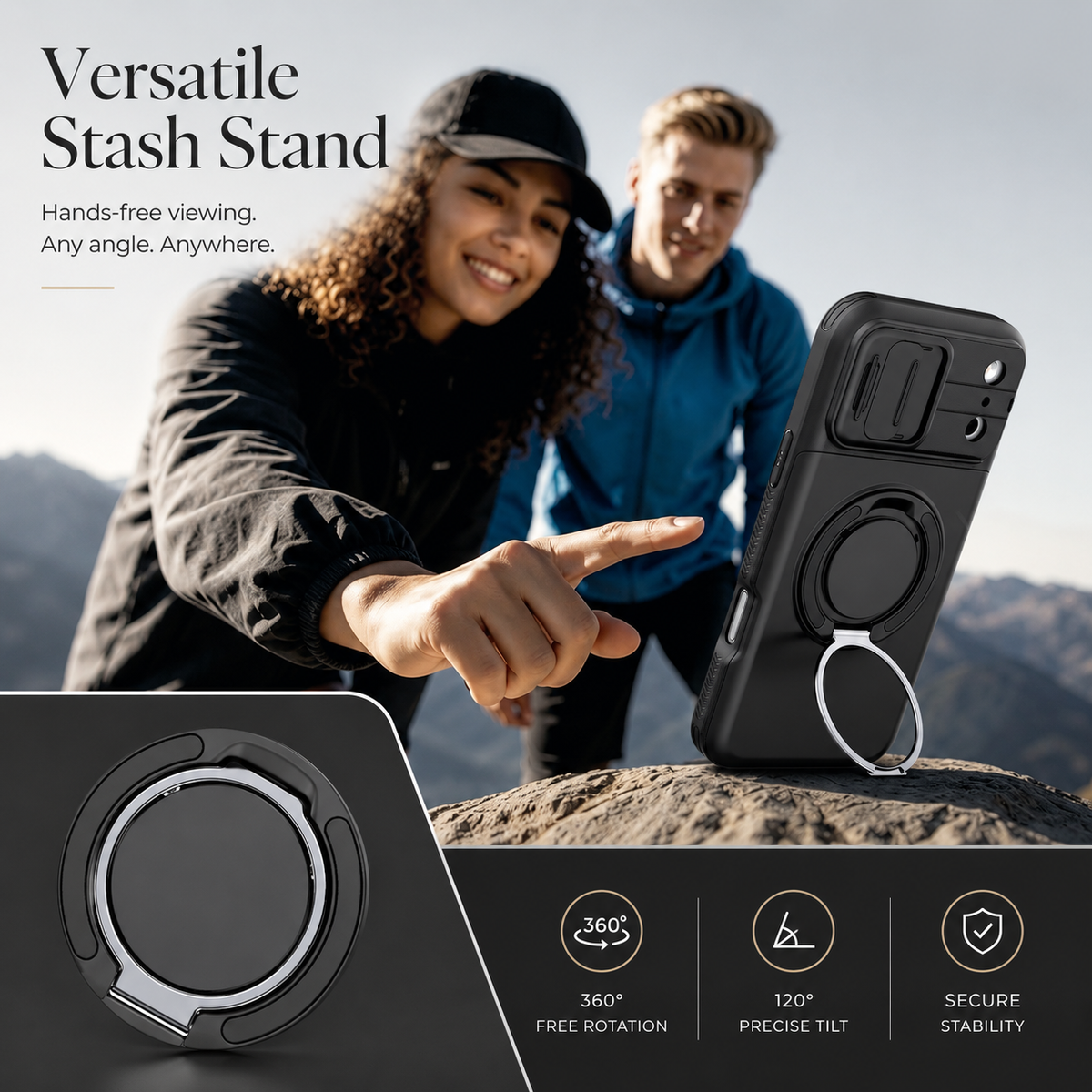Premium iPhone Case Wallet Card Holder Shockproof Armor PC TPU Protective Cover Kickstand Stand Holder Slim Non Slip Reinforced Card Storage Case