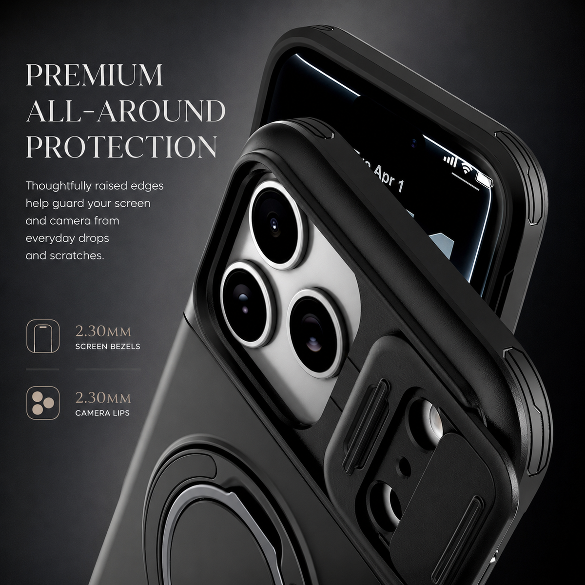 Premium iPhone Case Wallet Card Holder Shockproof Armor PC TPU Protective Cover Kickstand Stand Holder Slim Non Slip Reinforced Card Storage Case