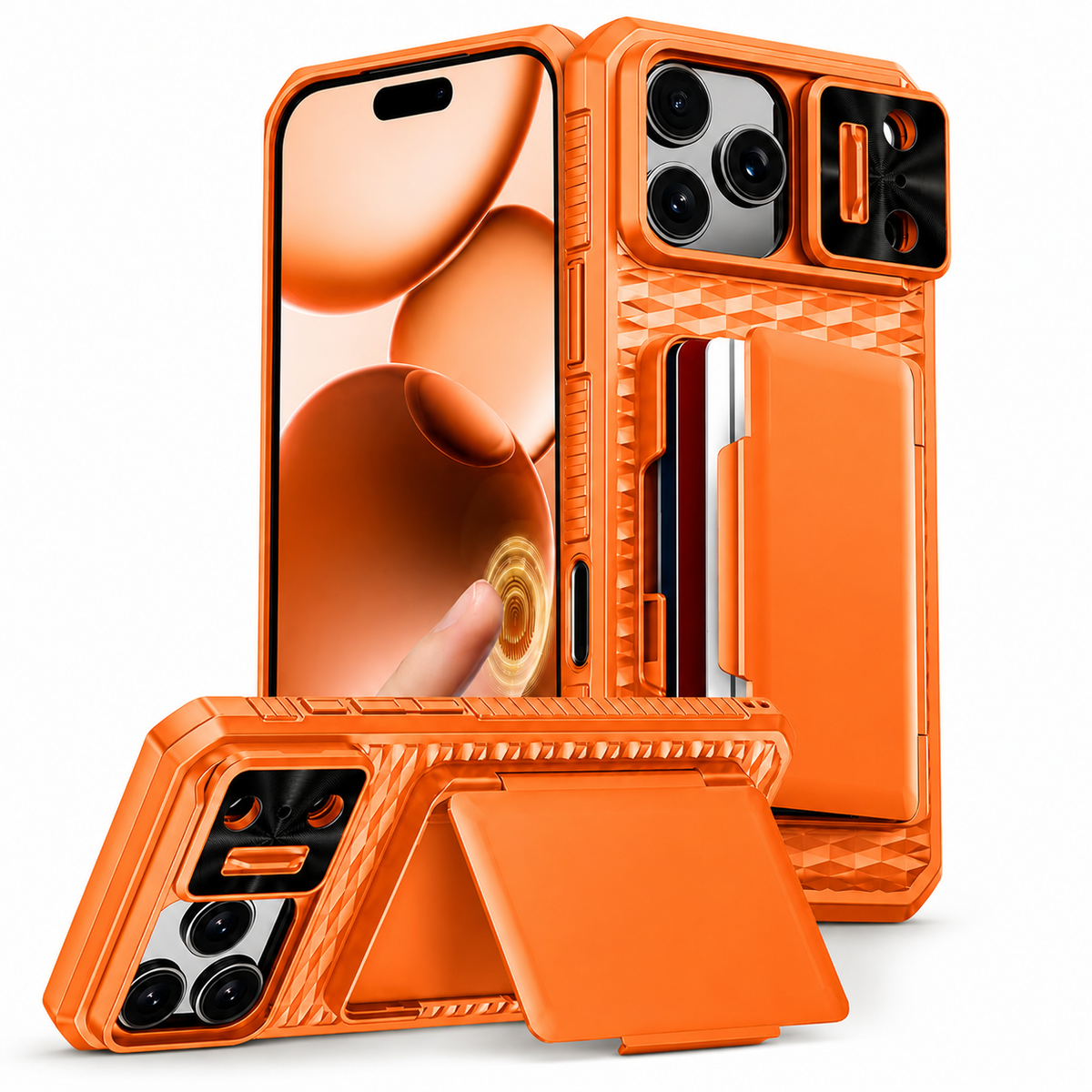 Premium iPhone Case Wallet Card Holder Sliding Camera Cover Stand Shockproof Dual Layer Heavy Duty Full Coverage Anti Scratch Slim Protective Design