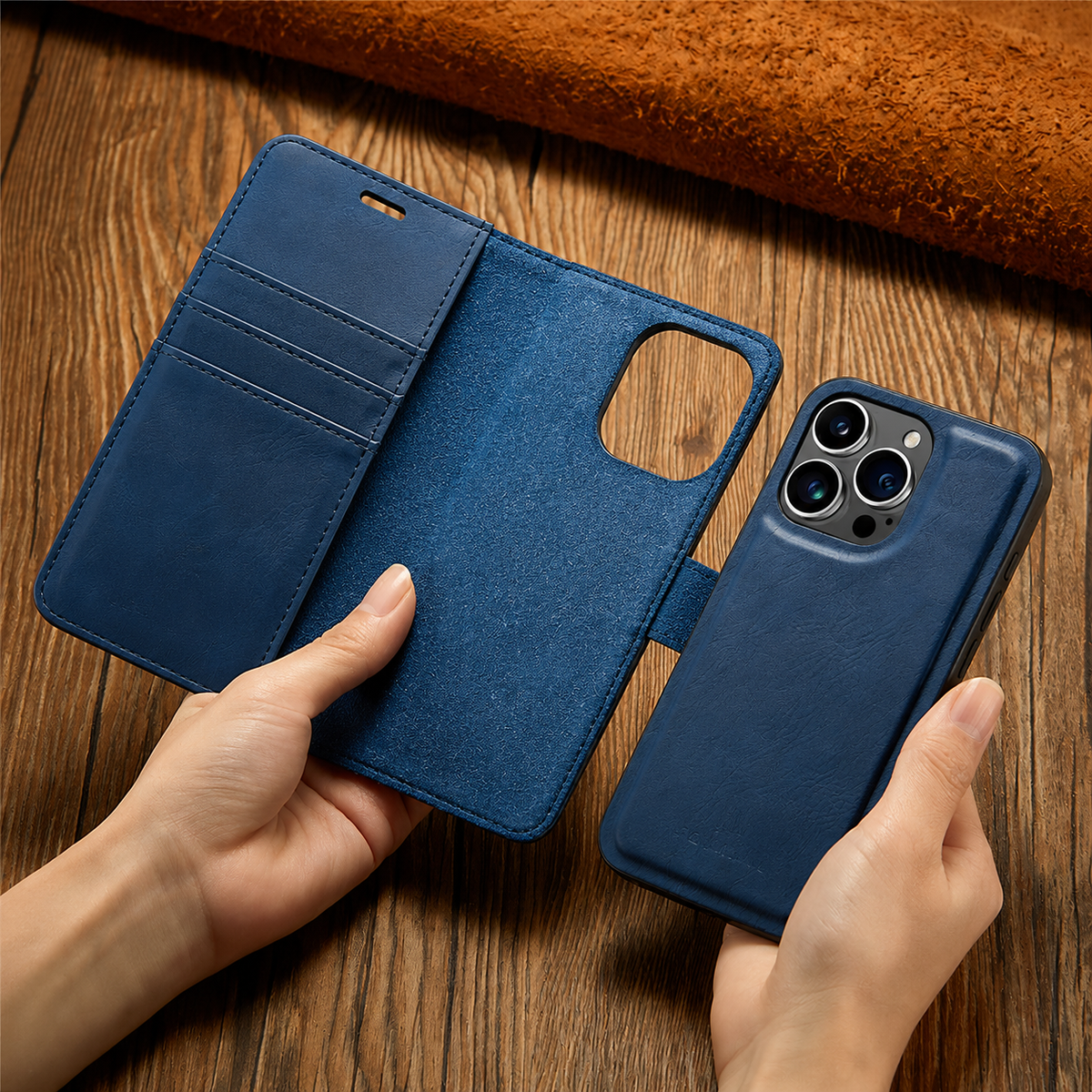 Premium iPhone Case Wallet MagSafe Compatible Detachable Magnetic Leather Shockproof Cover with Card Holder Camera Protection Slim Design