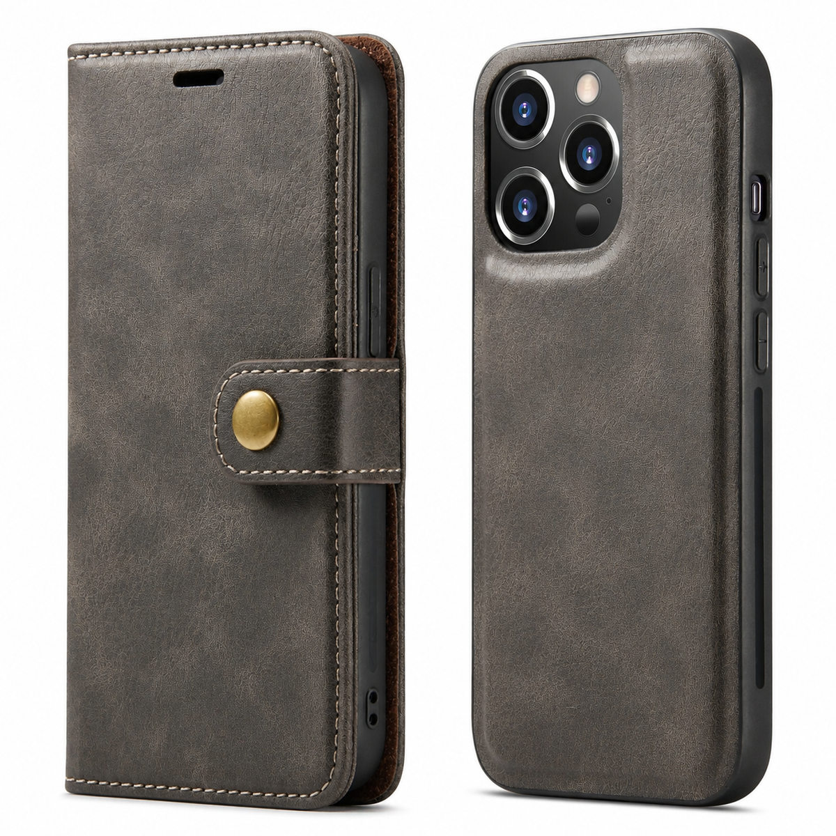 Premium iPhone Case Wallet MagSafe Compatible Detachable Magnetic Leather Shockproof Cover with Card Holder Camera Protection Slim Design
