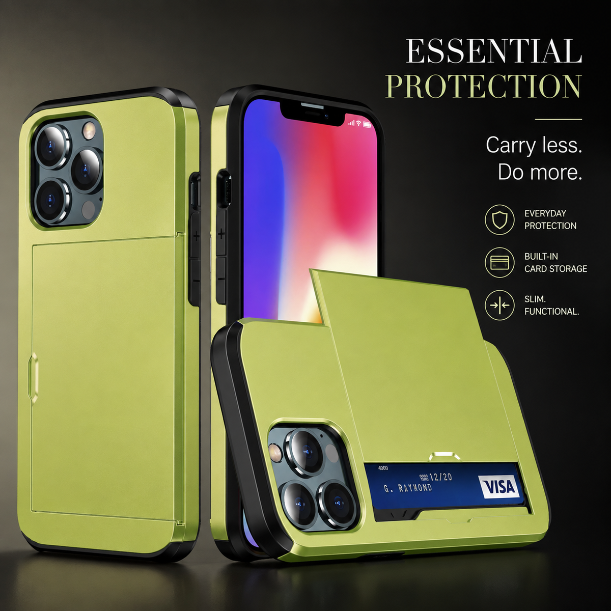 Premium iPhone Case Wallet MagSafe Compatible Dual Layer Slider Card Holder Shockproof Protective Cover Camera Lens Protection Slim Design