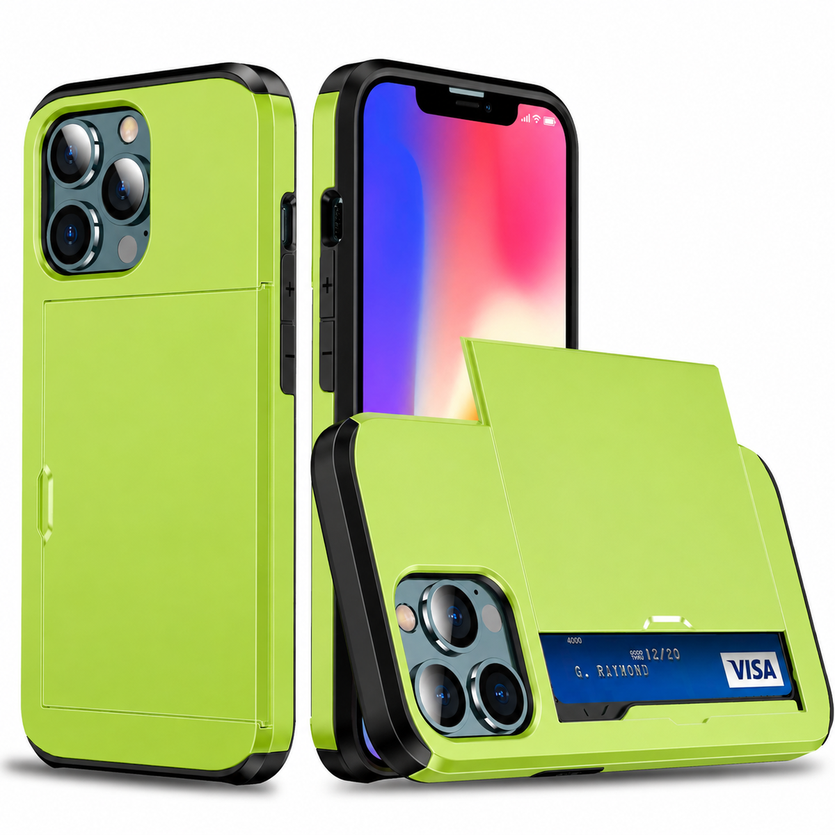 Premium iPhone Case Wallet MagSafe Compatible Dual Layer Slider Card Holder Shockproof Protective Cover Camera Lens Protection Slim Design