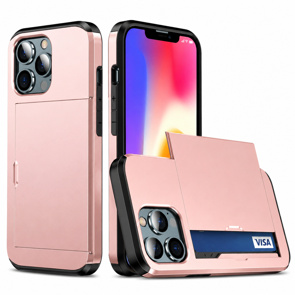 Premium iPhone Case Wallet MagSafe Compatible Dual Layer Slider Card Holder Shockproof Protective Cover Camera Lens Protection Slim Design