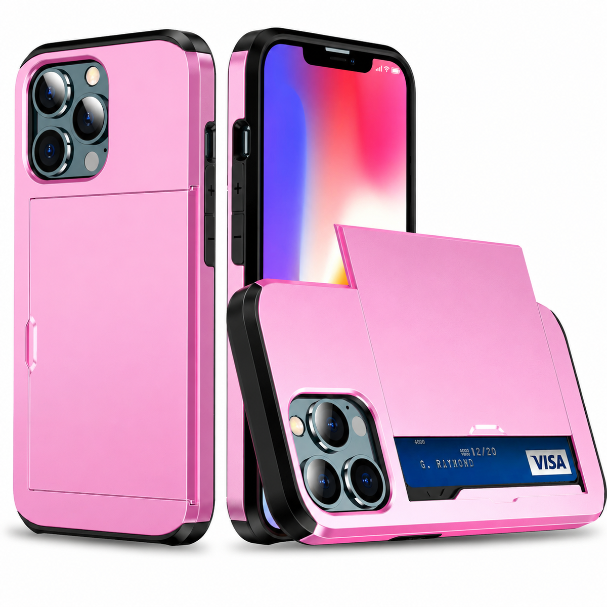 Premium iPhone Case Wallet MagSafe Compatible Dual Layer Slider Card Holder Shockproof Protective Cover Camera Lens Protection Slim Design