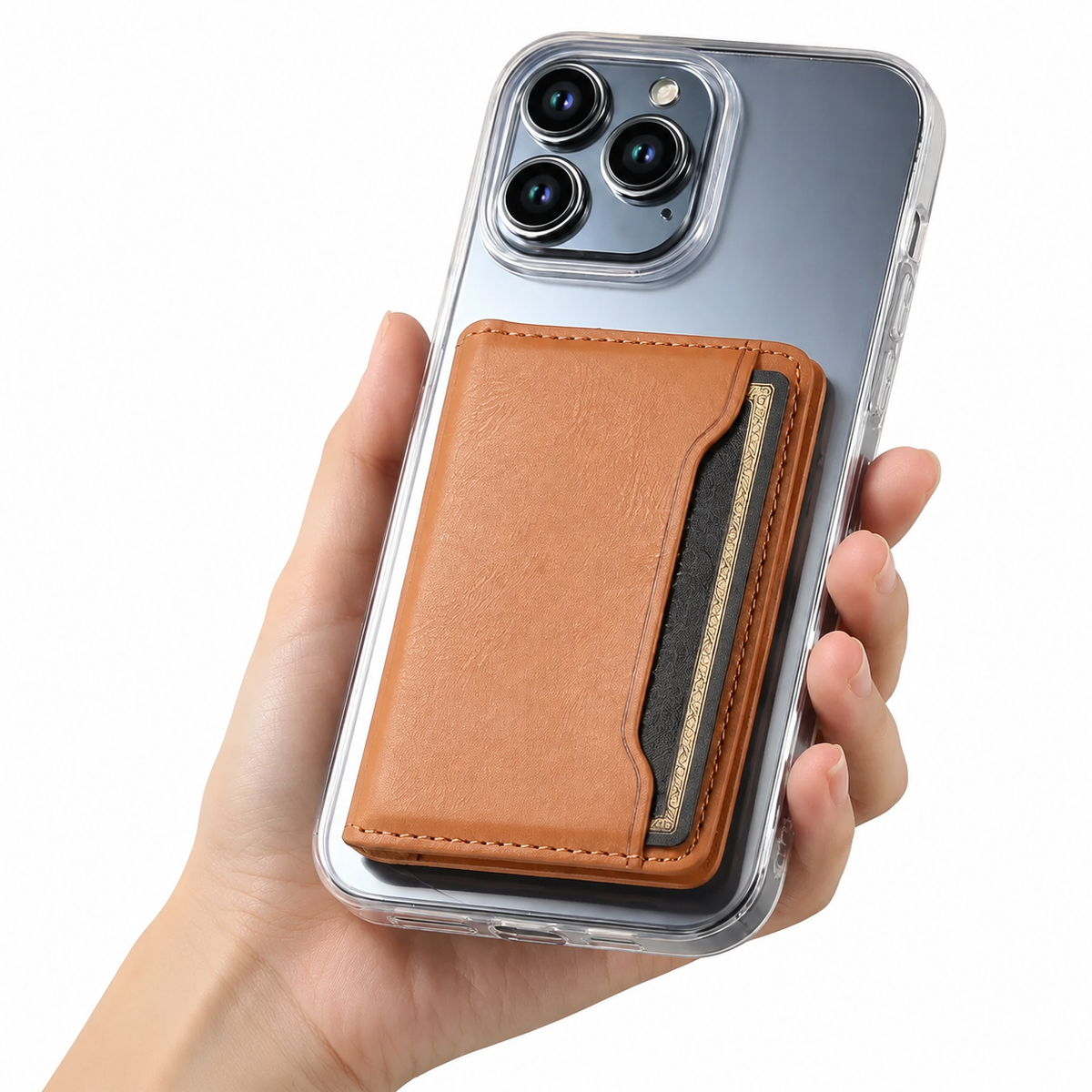 Premium iPhone Case Wallet MagSafe Compatible Leather Card Holder Shockproof Protective Cover with Camera Lens Protection, Slim Design