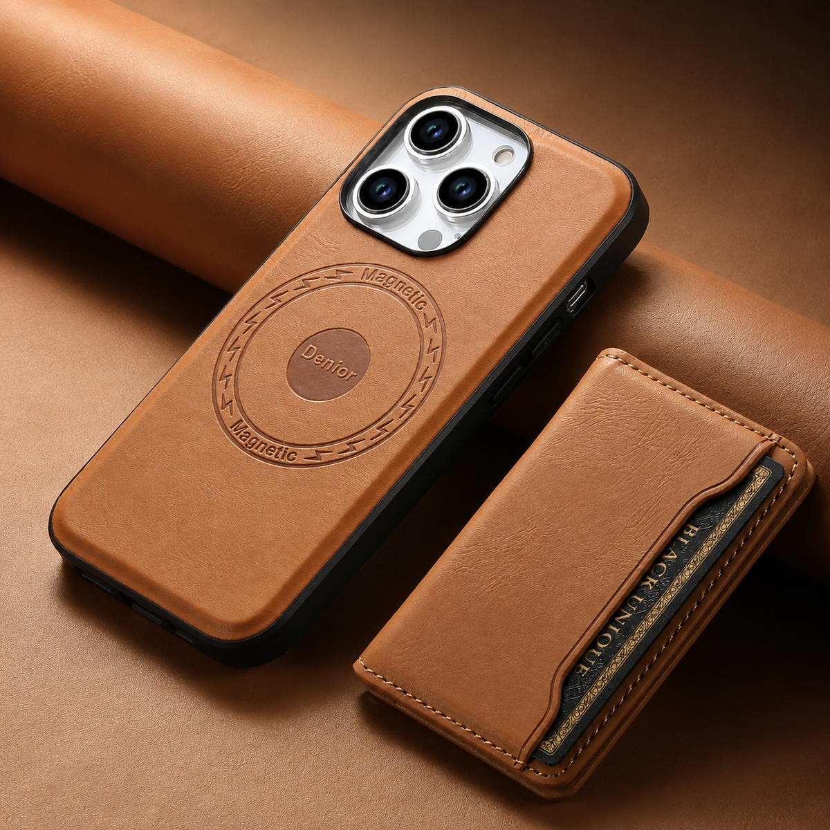 Premium iPhone Case Wallet MagSafe Compatible Leather Card Holder Shockproof Protective Cover with Camera Lens Protection, Slim Design
