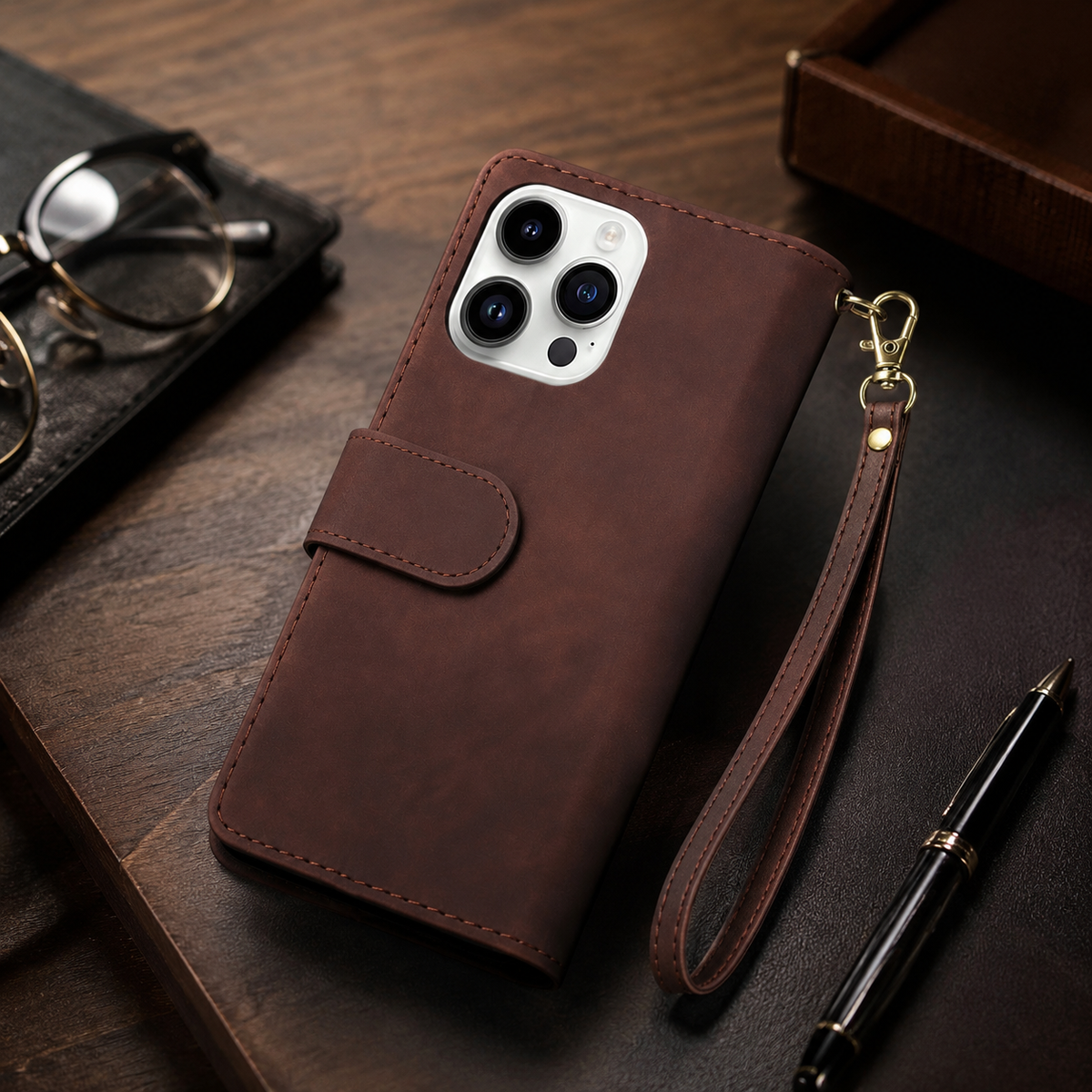 Premium iPhone Case Wallet MagSafe Compatible Leather Card Holder with Magnetic Closure, Shockproof Cover, Camera Lens Protection and Slim Design