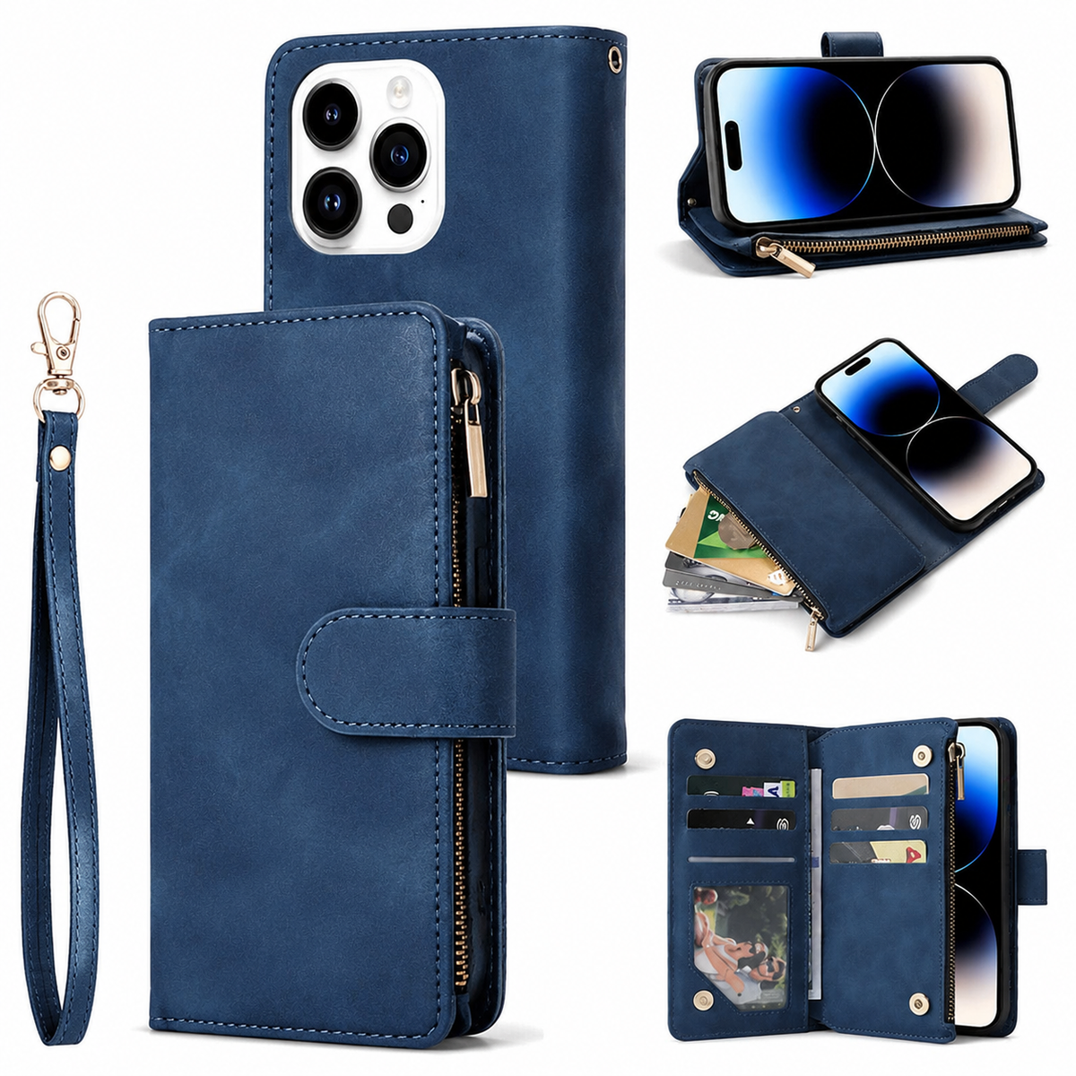 Premium iPhone Case Wallet MagSafe Compatible Leather Card Holder with Magnetic Closure, Shockproof Cover, Camera Lens Protection and Slim Design