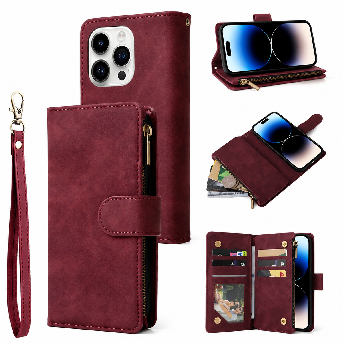 Premium iPhone Case Wallet MagSafe Compatible Leather Card Holder with Magnetic Closure, Shockproof Cover, Camera Lens Protection and Slim Design
