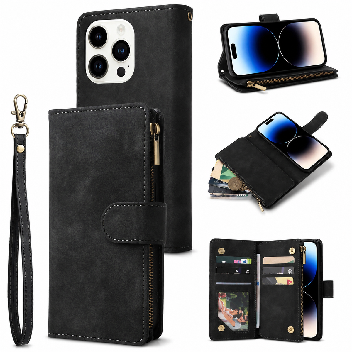 Premium iPhone Case Wallet MagSafe Compatible Leather Card Holder with Magnetic Closure, Shockproof Cover, Camera Lens Protection and Slim Design