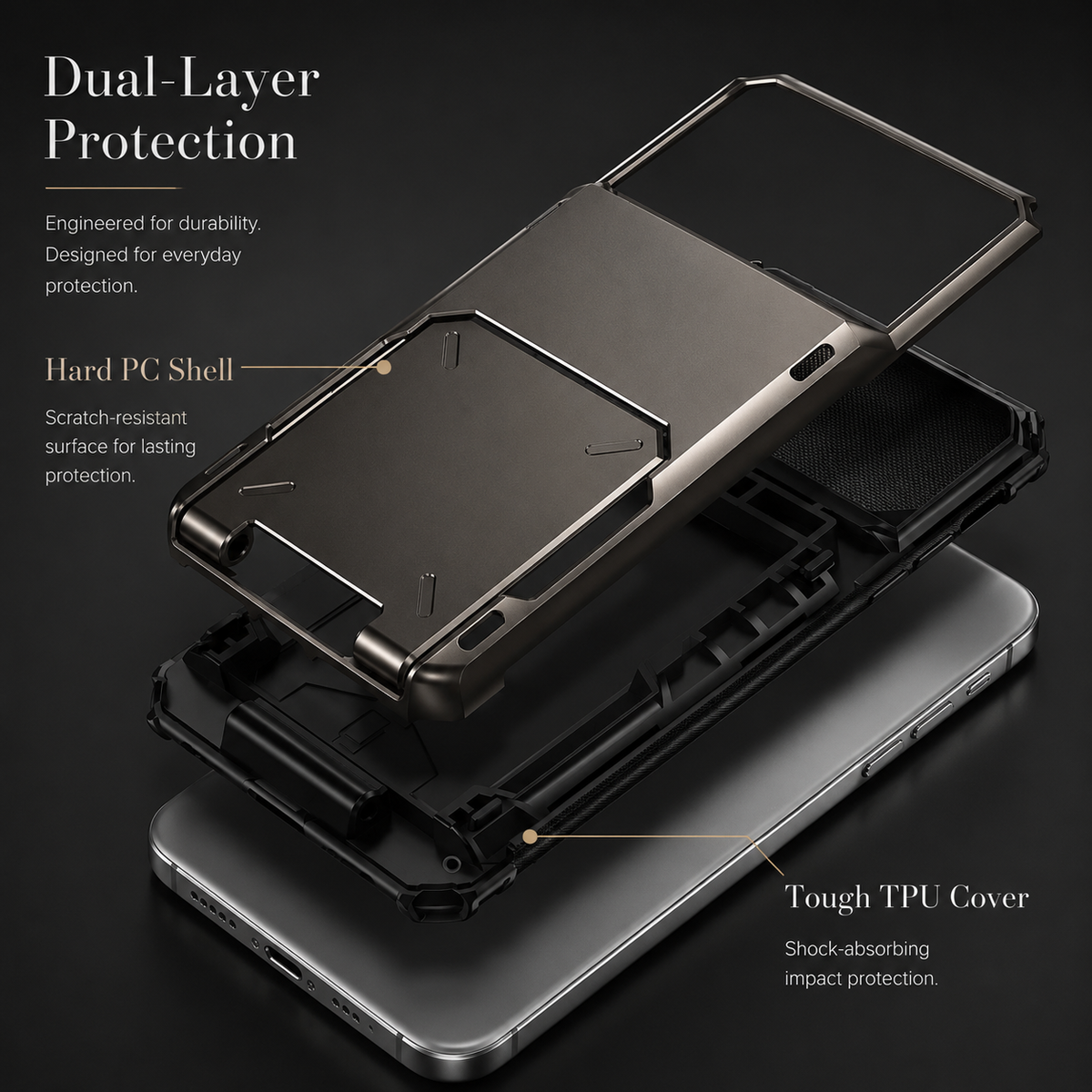 Premium iPhone Case Wallet MagSafe Compatible Magnetic 4 Card Holder Shockproof Protective Cover Camera Lens Protection Slim Design with Hidden Wallet