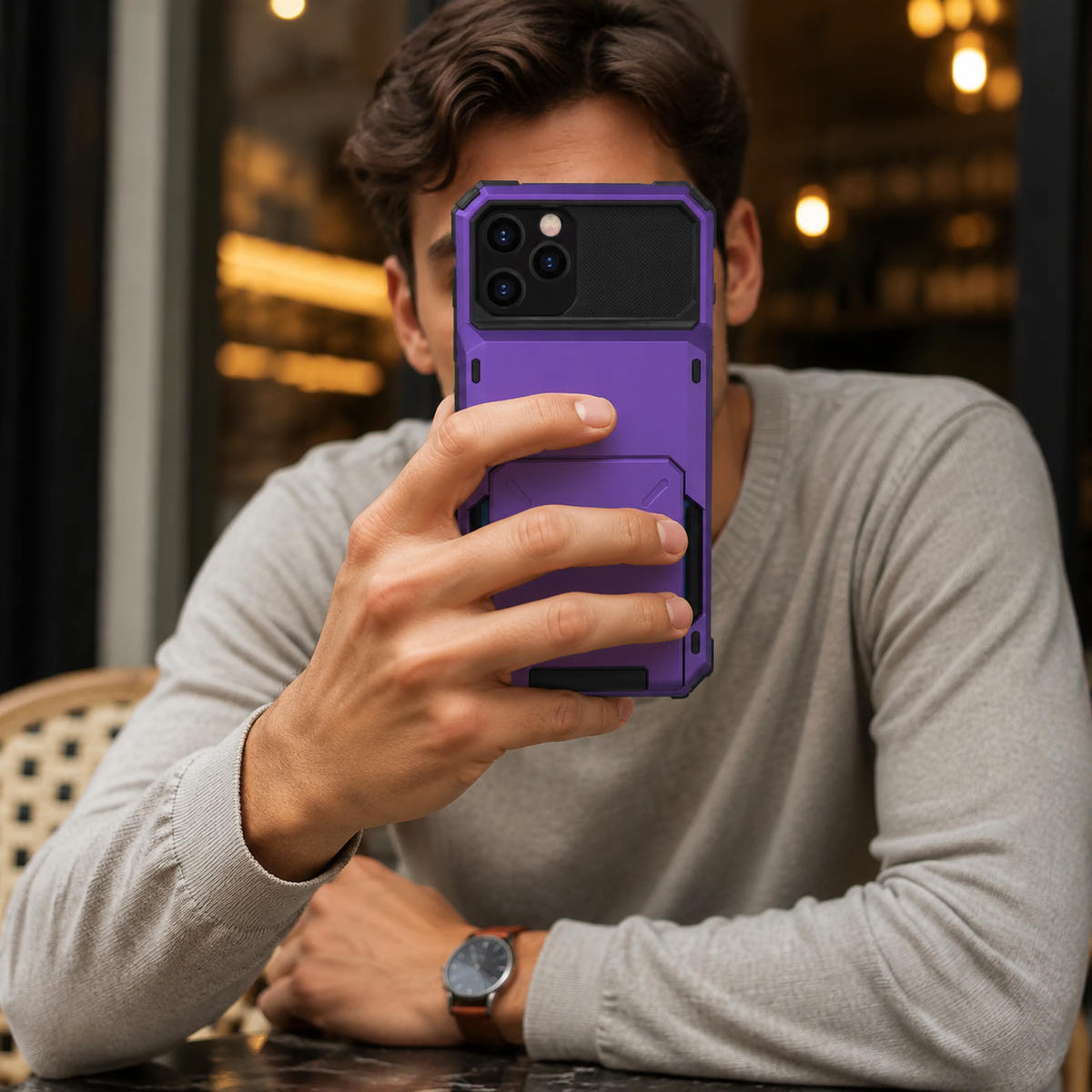 Premium iPhone Case Wallet MagSafe Compatible Magnetic 4 Card Holder Shockproof Protective Cover Camera Lens Protection Slim Design with Hidden Wallet