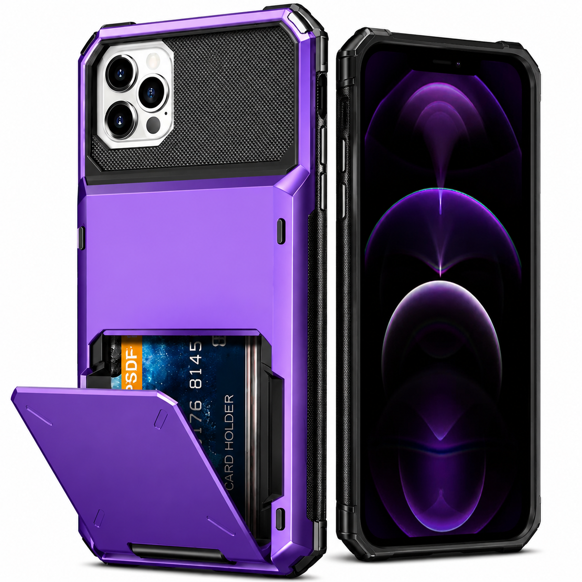 Premium iPhone Case Wallet MagSafe Compatible Magnetic 4 Card Holder Shockproof Protective Cover Camera Lens Protection Slim Design with Hidden Wallet