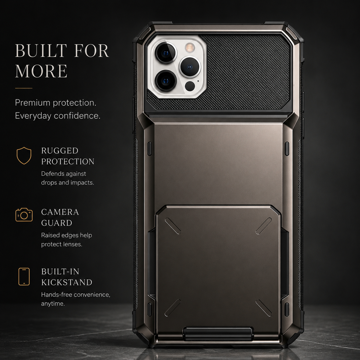 Premium iPhone Case Wallet MagSafe Compatible Magnetic 4 Card Holder Shockproof Protective Cover Camera Lens Protection Slim Design with Hidden Wallet