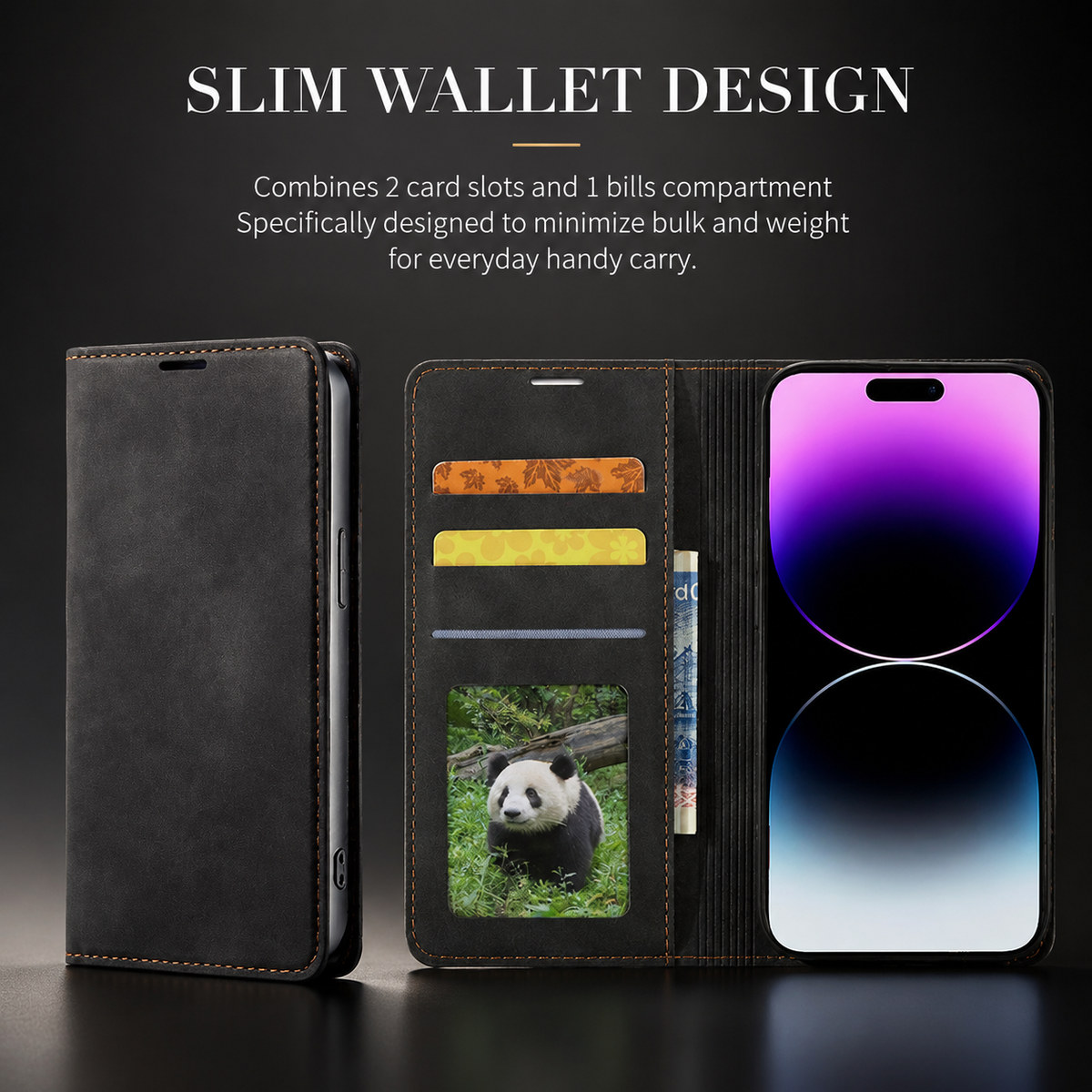 Premium iPhone Case Wallet MagSafe Compatible Suede Leather Flip Cover Card Holder Magnetic Closure Shockproof Full Body Camera Protection Slim Design