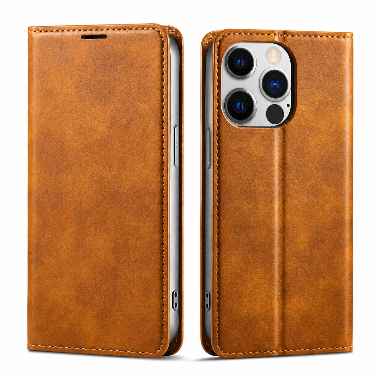 Premium iPhone Case Wallet MagSafe Compatible Suede Leather Flip Cover Card Holder Magnetic Closure Shockproof Full Body Camera Protection Slim Design
